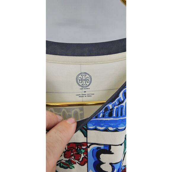 New NWOT Tory Burch Sequin Embellished Tile Mosaic T-Shirt Dress Pima Cotton M - Picture 9 of 10